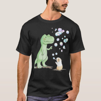 Camiseta Engraçado T Rex Dinossaur e Guiné Pig