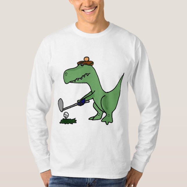 Camiseta Engraçado T Rex Dinossaur Jogando Golfe (Frente)