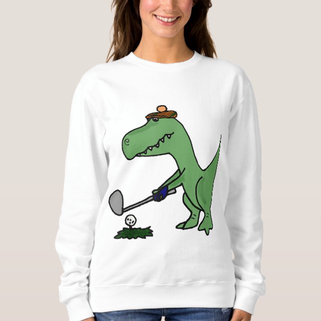 Camiseta Engraçado T Rex Dinossaur Jogando Golfe (Frente)