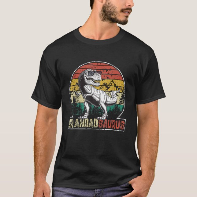 Camiseta Engraçado T Rex Dinossauro AvôSurus Correspondendo (Frente)