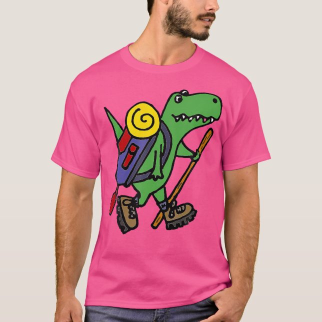 Camiseta Engraçado T-Rex Dinossauro Caminhando (Frente)