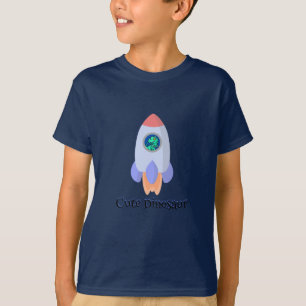 Camiseta Engraçado T-rex dinossauro estudante de foguetes B