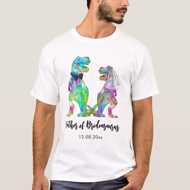 Camiseta Engraçado T-Rex Dinossauro Pai de Brideassauro (Frente)