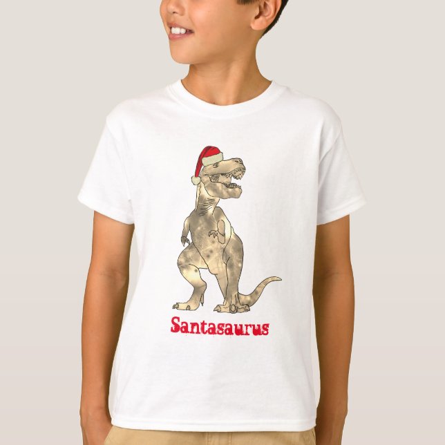 Camiseta Engraçado T Rex Papais noeis Natal Dinossauro Xmas (Frente)