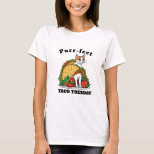 Camiseta Engraçado Taco-Cat ama Purr-fect Taco terça-feira
