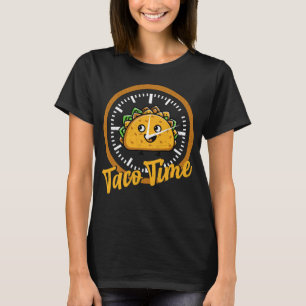 Camiseta Engraçado Taco Time Bonito Relógio de Comida mexic