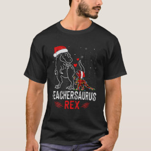 Camiseta Engraçado Teachersaurus Rex Dinosaur Red Xadrez Ch