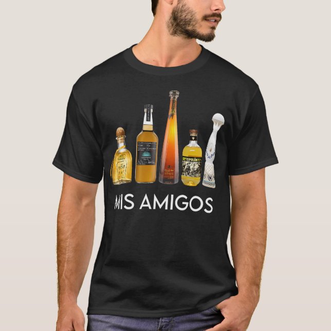 Camiseta Engraçado Tendência Álcool Sarcástico Mis Amigos T (Frente)