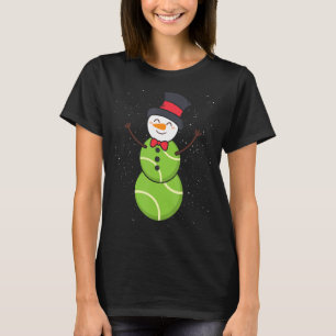 Camiseta Engraçado Tênis Ball Snowman Winter Hat Snowflake