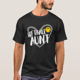 Camiseta Engraçado Tia Softball Heart