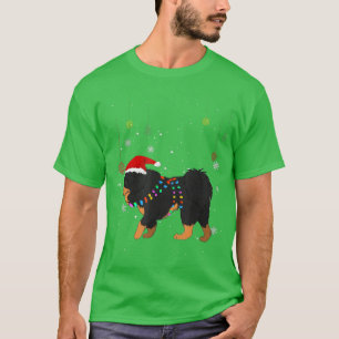 Camiseta Engraçado Tibetano Mastiff Cachorro Santa Hat Noit