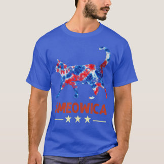 Camiseta Engraçado Tie Dye Meowica Cat Amante 4 De Julho Pa