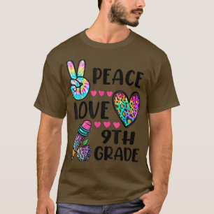 Camiseta Engraçado Tie Dye Peace Love 9º ano de volta à esc