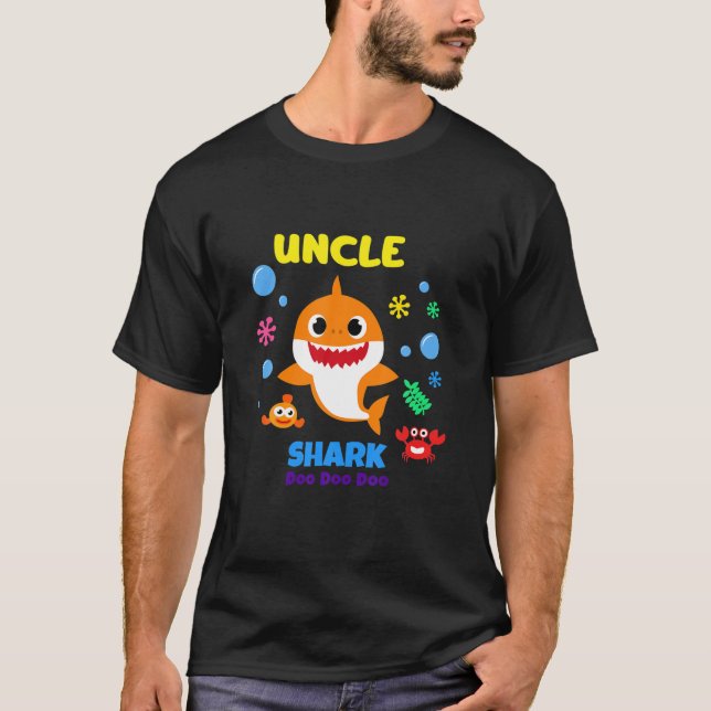 Camiseta Engraçado Tio Shark Doo Tio Shark Aniversário Fat (Frente)