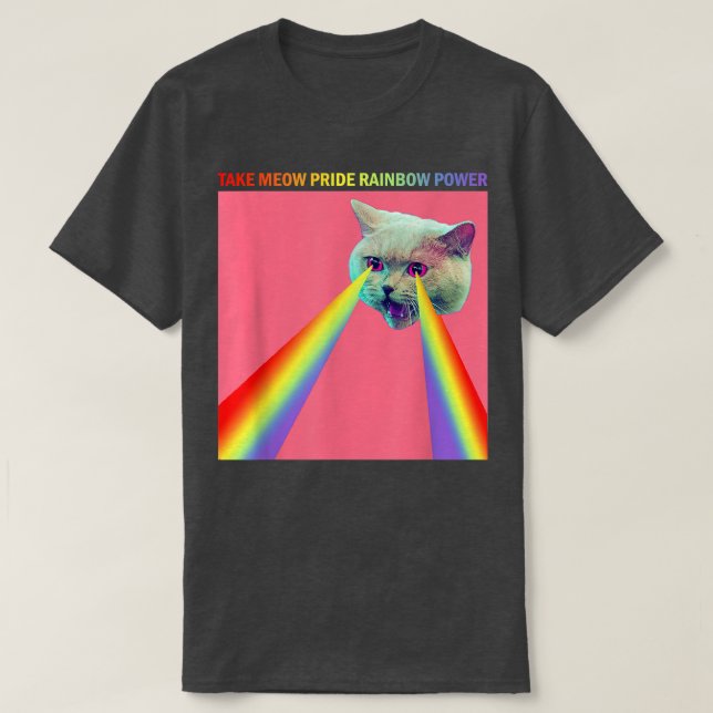 Camiseta Engraçado Tome Meow Pride Rainbow Power, Orgulho M (Frente do Design)