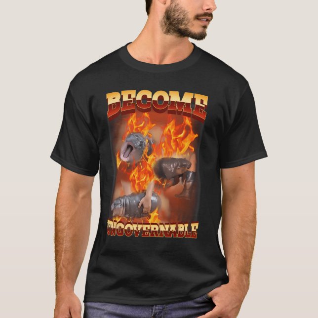 Camiseta Engraçado Torna-Se Incontrolável Moo Deng In Fire  (Frente)