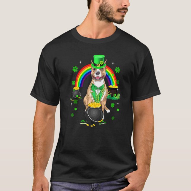 Camiseta Engraçado Touro Leprechaun Shamrock Rua Da Patrick (Frente)