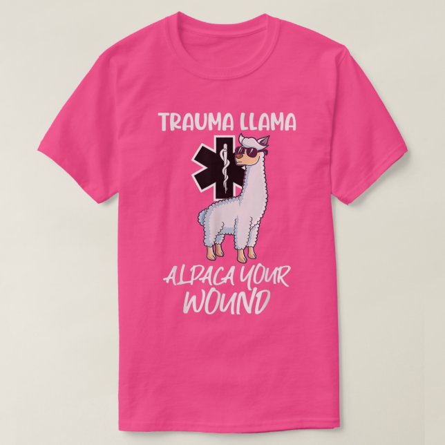 Camiseta Engraçado Trauma Llama Alpaca Sua Mulher Medicina (Frente do Design)