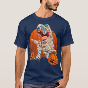Camiseta Engraçado Tre Pumpkin Dinossaur Halloween Crianças