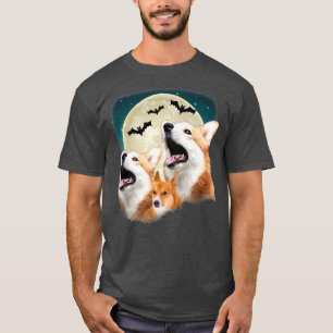 Camiseta Engraçado Três Corgi Halloween E Halloween Moon-11