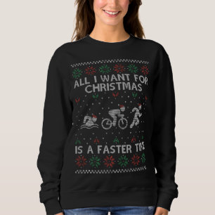Camiseta Engraçado Triathlon Ugly Christmas Sweater para Tr