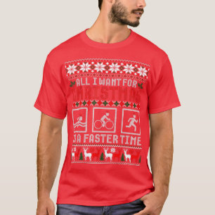 Camiseta Engraçado Triathlon Ugly Christmas Sweater para Tr