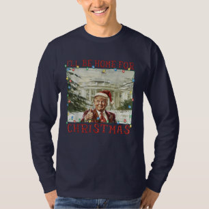 Camiseta Engraçado Tropa Humorosa Estarei Em Casa No Natal