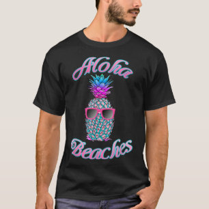 Camiseta Engraçado Tropical Havaiano-abacaxi Aloha Beaches