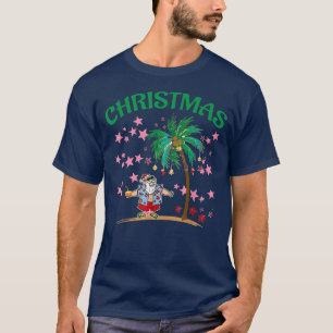 Camiseta Engraçado Tropical Summer Santa Clause Verão Havai