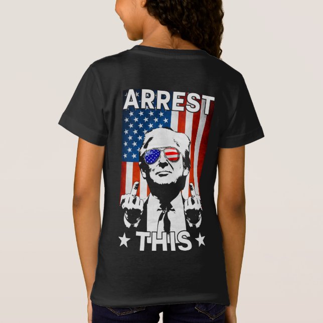 Camiseta Engraçado Trump 2024 Prende Esta Bandeira American (Verso)
