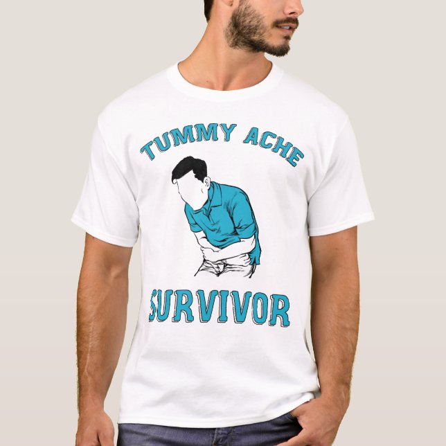 Camiseta Engraçado Tummy Ache Sobrevivente Para Homens Mulh (Frente)