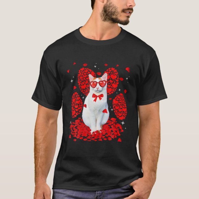 Camiseta Engraçado Turco Namorados Pata de Gato Cardíaco Am (Frente)