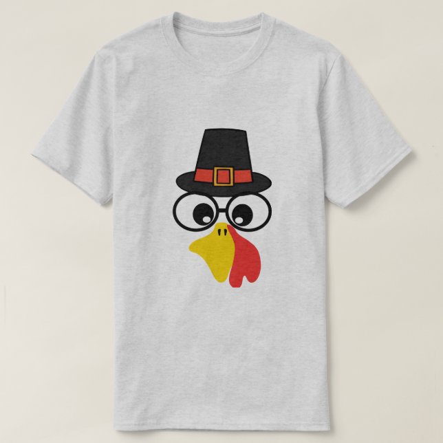 Camiseta Engraçado Turquia Rosto para Ação de Graças (Frente do Design)
