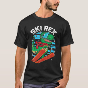 Camiseta Engraçado Tyrannosaurus Rex Dinosaur Girls Skiing