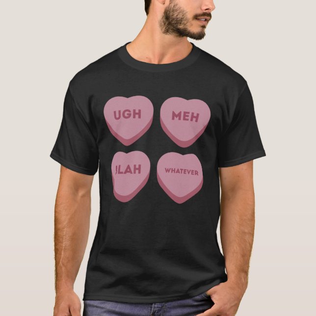 Camiseta Engraçado Ugh Blah Qualquer Namorados Que Coração  (Frente)