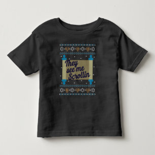 Camiseta Engraçado Ugly Hanukkah Me Vê Scrollin Tee