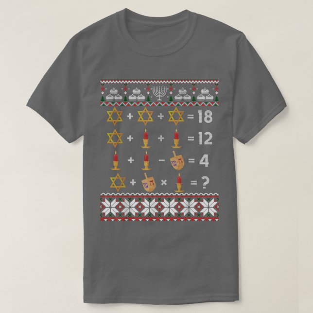 Camiseta Engraçado Ugly Hanukkah Professor de Matemática Ju (Frente do Design)