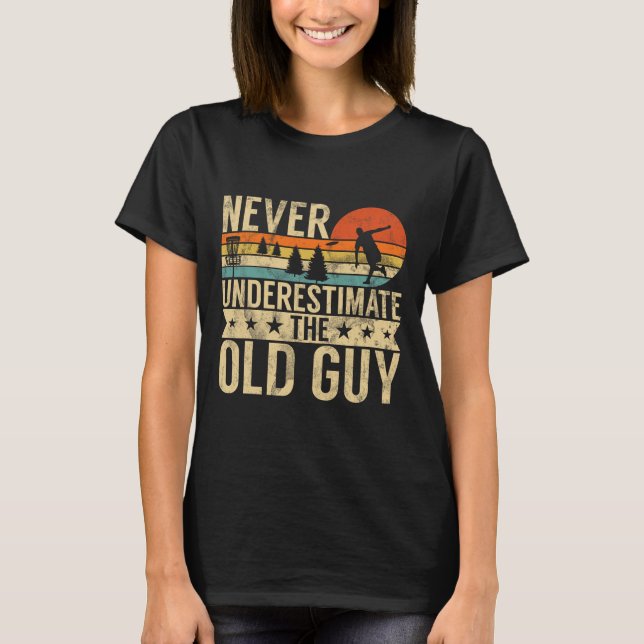 Camiseta Engraçado Ultimate Frisbee O Velho Cara Disc Golf  (Frente)