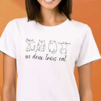 Camiseta Engraçado Un Deux Trois Cat Lover