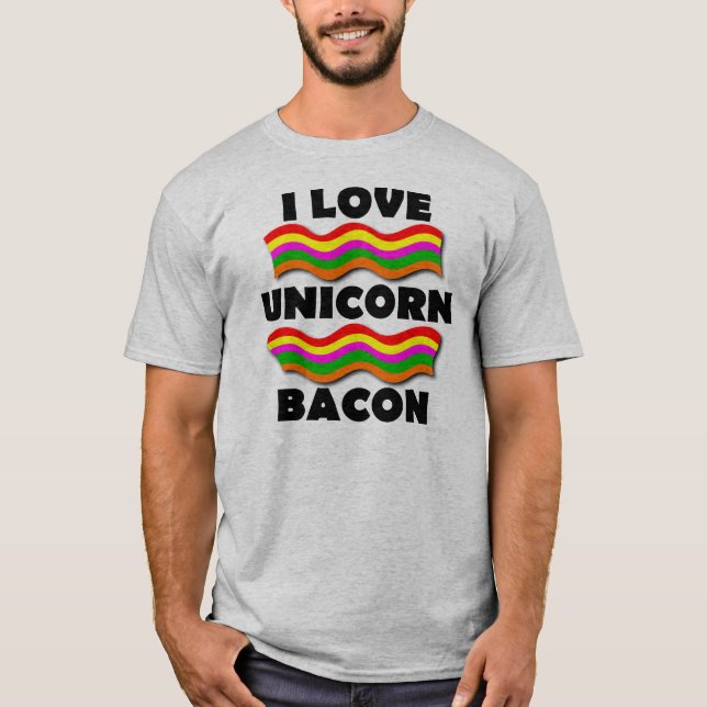 Camiseta Engraçado Unicorn Bacon (Frente)