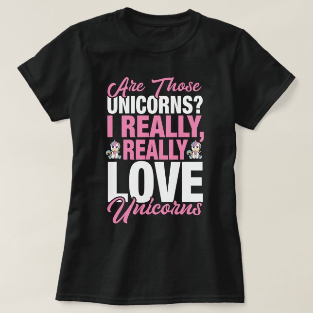 Camiseta Engraçado Unicorn Lover Eu Amo Unicórnios (Frente do Design)