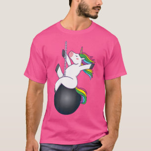 Camiseta Engraçado Unicórnio Destruindo Ball Dizendo