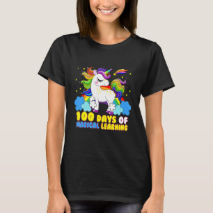Camiseta Engraçado Unicórnio Feliz 100 Dias De Aprendizado