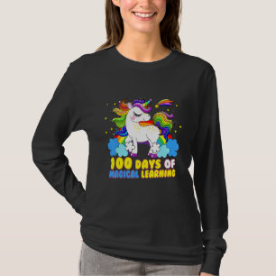 Camiseta Engraçado Unicórnio Feliz 100 Dias De Aprendizado 