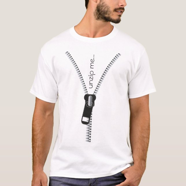 Camiseta Engraçado Unzip Me Zipper, Texto Personalizável Pr (Frente)