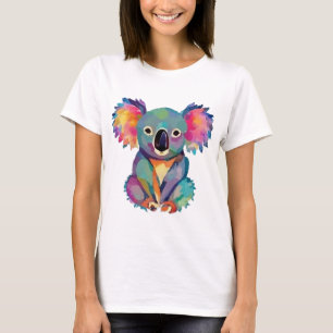 Camiseta Engraçado Urso Koala com Estilo de Cor da Água