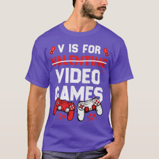 Camiseta Engraçado V é para Videos games Dias de os namorad