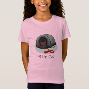 Camiseta Engraçado Vamos Lá! para um passeio cachorro pequi