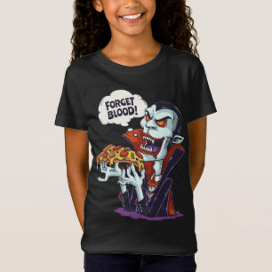 Camiseta Engraçado Vampiro Comendo Pizza Halloween Costume 