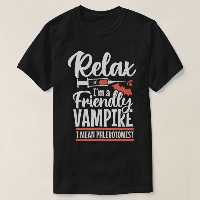 Camiseta Engraçado Vampiro Phlebotomista Phlebotomy Technic (Frente do Design)